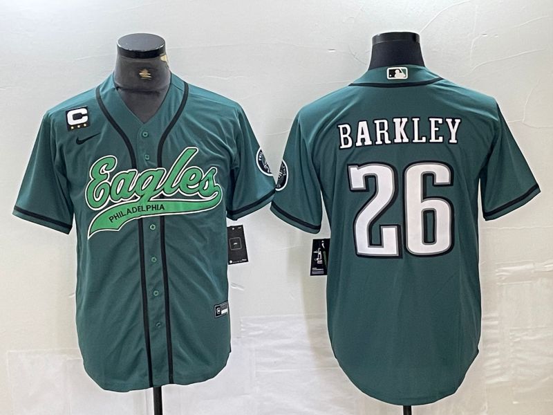 Men Philadelphia Eagles 26 Barkley Green 2024 Nike Co branded NFL Jersey style 9